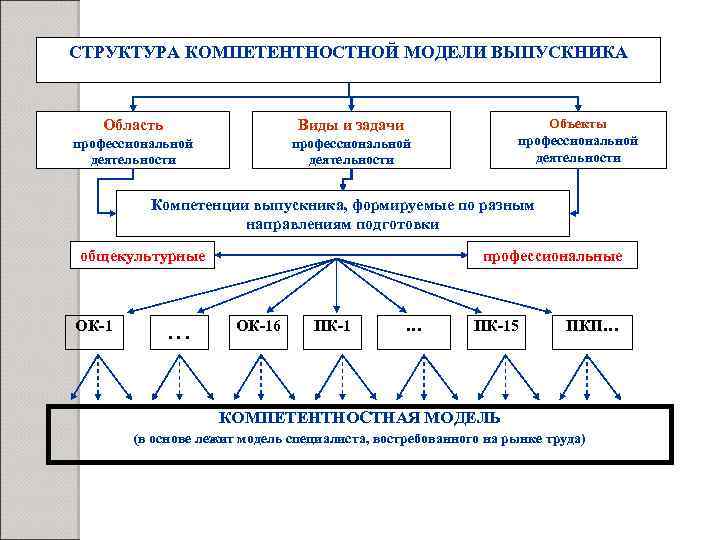 СТРУКТУРА КОМПЕТЕНТНОСТНОЙ МОДЕЛИ ВЫПУСКНИКА Область профессиональной деятельности Объекты профессиональной деятельности Виды и задачи профессиональной