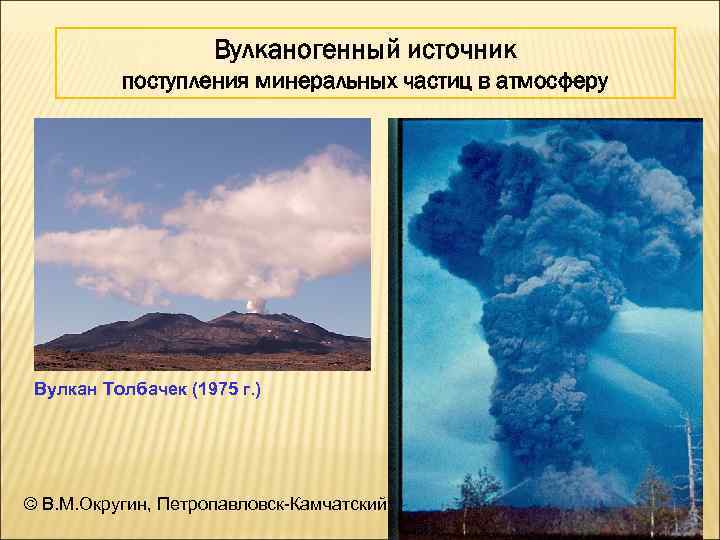 Вулканогенный источник поступления минеральных частиц в атмосферу Вулкан Толбачек (1975 г. ) © В.