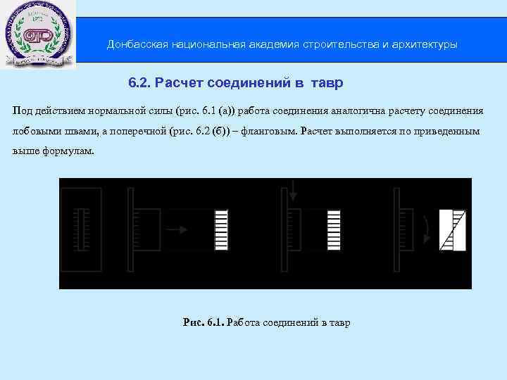 Донбасская национальная академия строительства и архитектуры 6. 2. Расчет соединений в тавр Под действием