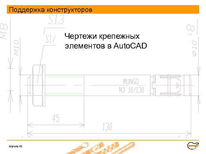 Поддержка конструкторов Чертежи крепежных элементов в Auto. CAD Апрель 05 