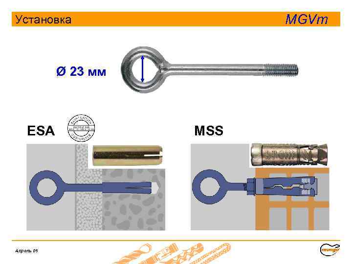 MGVm Установка Ø 23 мм ESA Апрель 05 MSS 