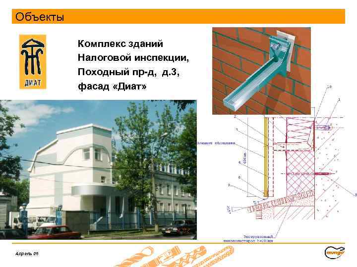 Объекты Комплекс зданий Налоговой инспекции, Походный пр-д, д. 3, фасад «Диат» Апрель 05 