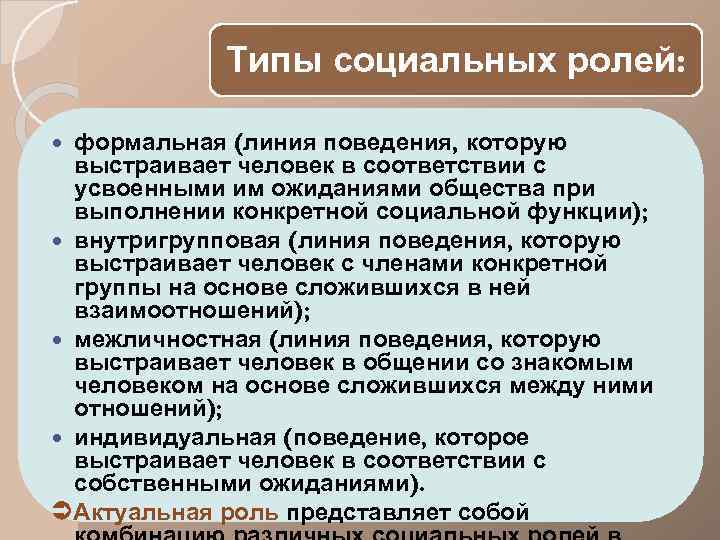 Типы ролей. Типы социальных ролей. Формальные социальные роли. Типы социальных ролей в психологии. Понятие социальной роли в психологии.