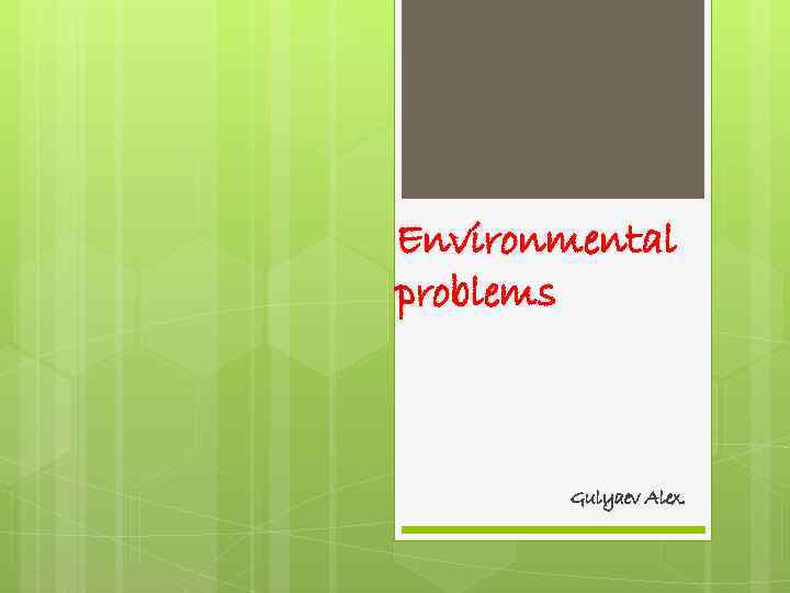 Environmental problems Gulyaev Alex. 