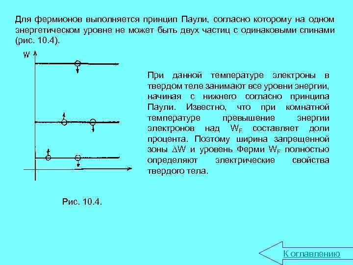 Для фермионов выполняется принцип Паули, согласно которому на одном энергетическом уровне не может быть