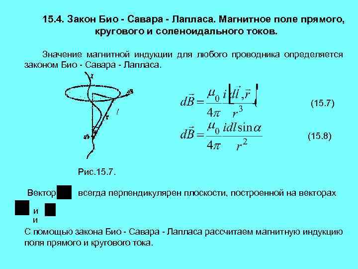 Определите как направлен вектор магнитной индукции в центре кругового витка с током рисунок 81