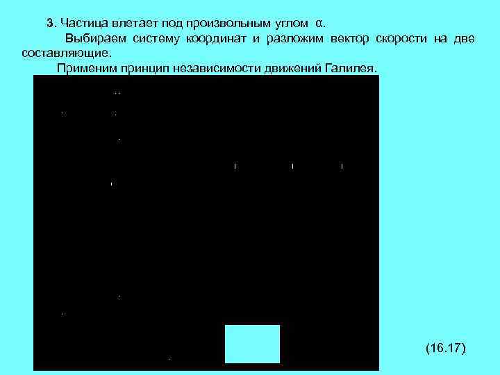 3. Частица влетает под произвольным углом α. Выбираем систему координат и разложим вектор скорости