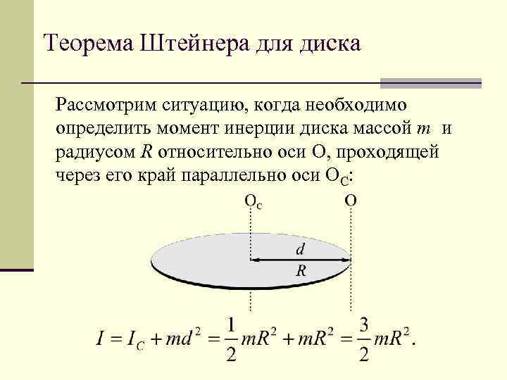 Момент инерции диска относительно осей