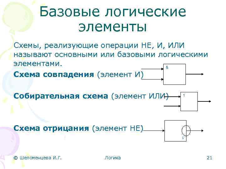 Электронная схема реализующая элементарную логическую операцию называется