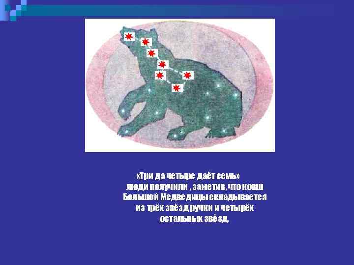  «Три да четыре даёт семь» люди получили , заметив, что ковш Большой Медведицы