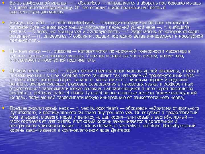  • Ветвь двубрюшной мышцы — г. digastricus — направляется в абораль-ное брюшко мышцы