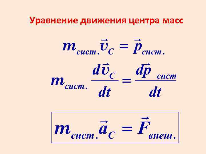 Уравнение движения м м. Уравнение движения центра масс системы. Центр масс системы. Уравнение движения центра масс.. Движение центра масс формула. Уравнение моментов в системе центра масс.