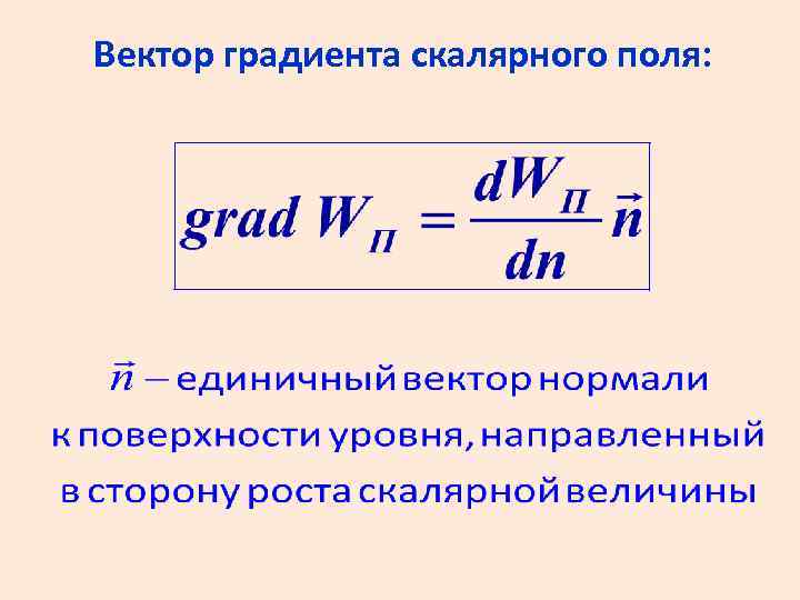 Вектор градиента скалярного поля: 