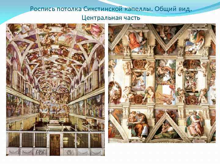 Роспись потолка Сикстинской капеллы. Общий вид. Центральная часть 
