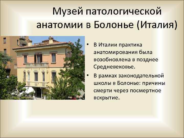 Музей патологической анатомии в Болонье (Италия) • В Италии практика анатомирования была возобновлена в
