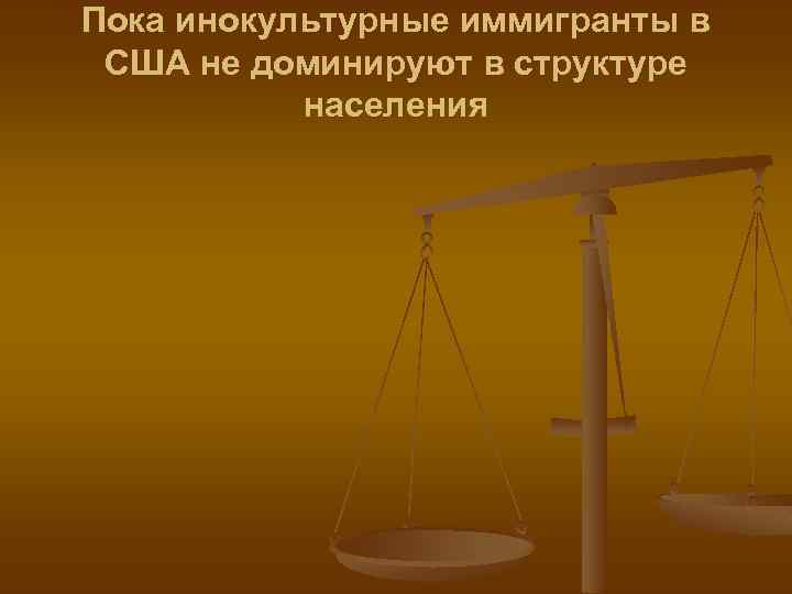 Пока инокультурные иммигранты в США не доминируют в структуре населения 