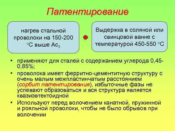 Патентирование нагрев стальной проволоки на 150 -200 о. С выше Ас 3 Выдержка в