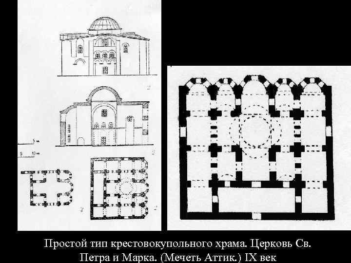 Простой тип крестовокупольного храма. Церковь Св. Петра и Марка. (Мечеть Аттик. ) IX век