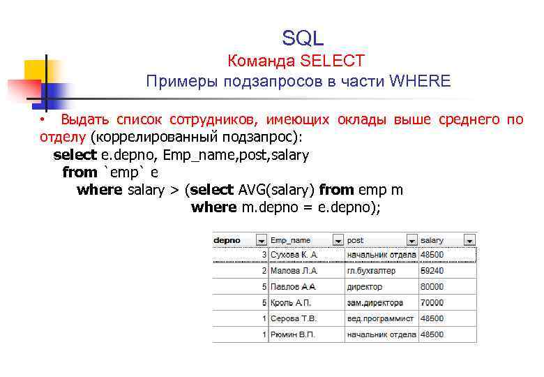 Специалист по базам данных и sql запросам. Базовые команды SQL. Запросы БД SQL. Порядок написания запроса SQL. Сложные запросы SQL примеры.