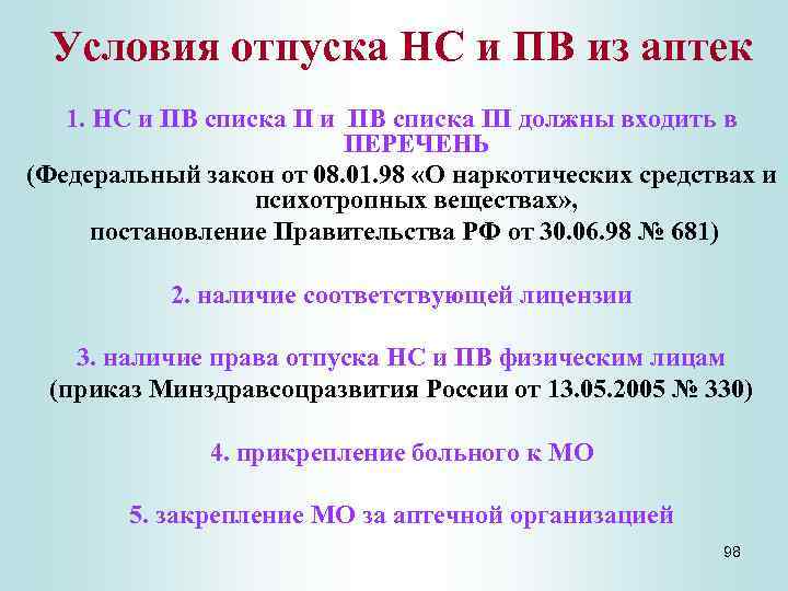 Правила отпуска. Условия отпуска. Отпуск НС И ПВ. Порядок отпуска НС И ПВ. Условия отпуска из аптек.