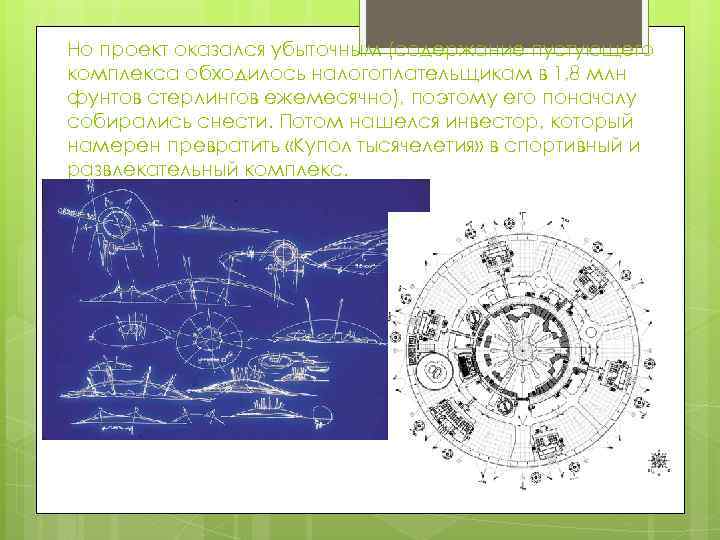 Но проект оказался убыточным (содержание пустующего комплекса обходилось налогоплательщикам в 1, 8 млн фунтов