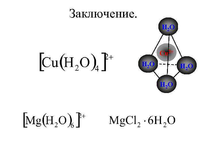 Заключение. H 2 O Cu 2+ H 2 O 