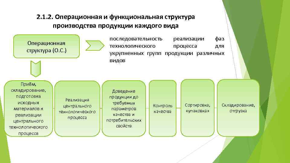 2. 1. 2. Операционная и функциональная структура производства продукции каждого вида Операционная структура (О.