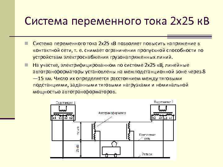 Схема системы переменного тока. Система тягового электроснабжения 2х25 кв. Система 2х25 переменного тока. Система тягового электроснабжения переменного тока 25 кв. Схема системы электроснабжения 2×25 кв.