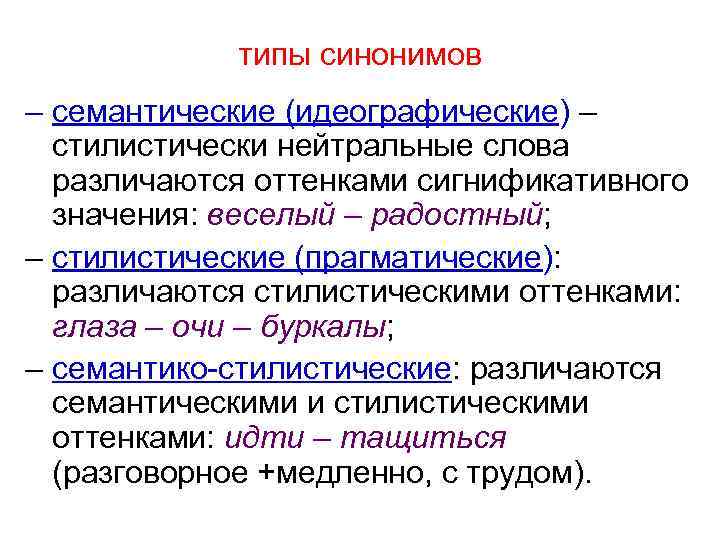 Синонимия в русском языке типы синонимов роль синонимов в организации речи презентация