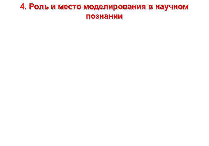 4. Роль и место моделирования в научном познании 