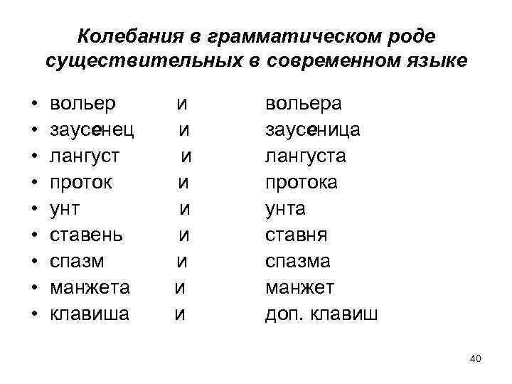 Колебания в грамматическом роде существительных в современном языке • • • вольер и заусенец