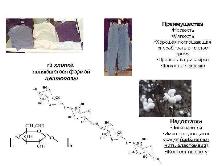Преимущества из хлопка, являющегося формой целлюлозы • Носкость • Мягкость • Хорошая поглощающая способность