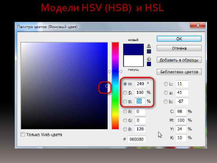 Модели HSV (HSB) и HSL 