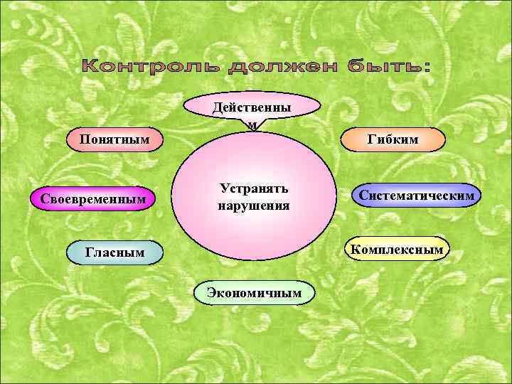Понятным Своевременным Действенны м Устранять нарушения Гибким Систематическим Комплексным Гласным Экономичным 