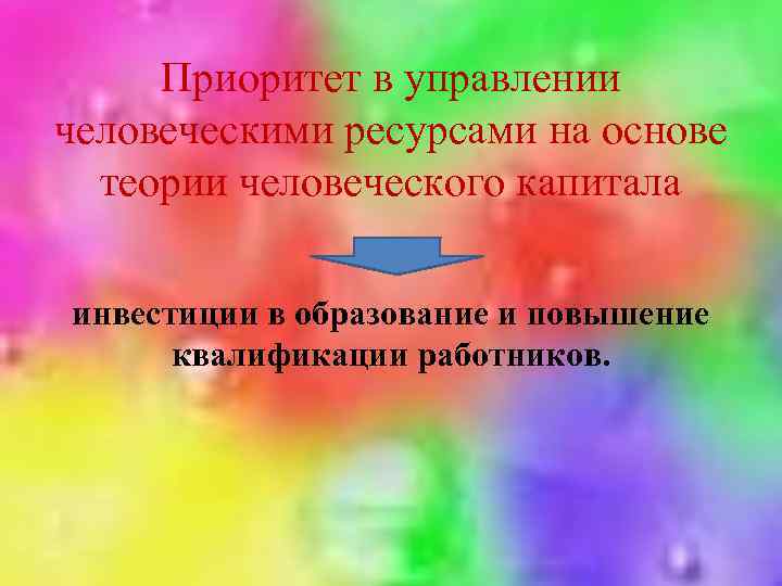 Приоритет в управлении человеческими ресурсами на основе теории человеческого капитала инвестиции в образование и