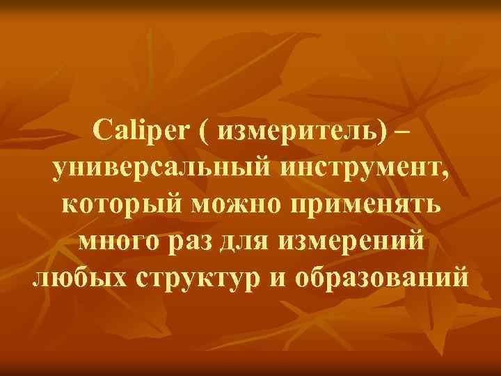 Caliper ( измеритель) – универсальный инструмент, который можно применять много раз для измерений любых