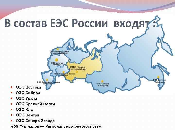 Карта схема еэс россии