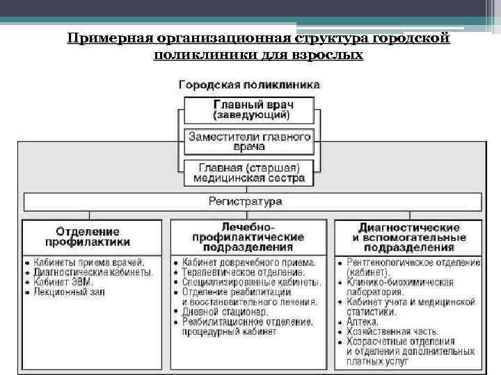 Примерная организационная структура городской поликлиники для взрослых 