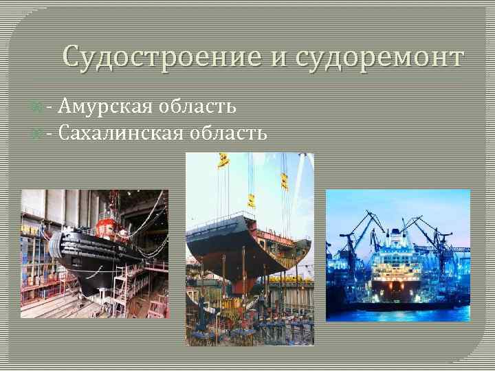 Судостроение и судоремонт - Амурская область - Сахалинская область 