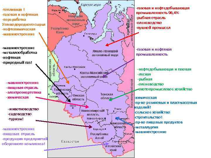 Какие районы входят в сибирь. Западно-Сибирский экономический район промышленность. Западно Сибирский район состав района. Отрасли Западно Сибирского экономического района. Промышленности Западно Сибирского района на карте.