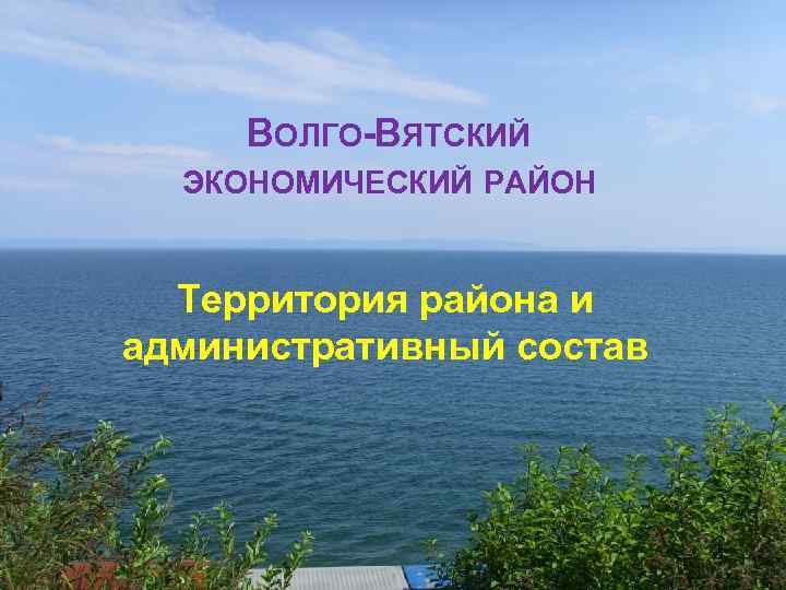 ВОЛГО-ВЯТСКИЙ ЭКОНОМИЧЕСКИЙ РАЙОН Территория района и административный состав 