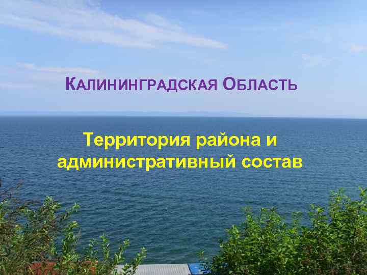КАЛИНИНГРАДСКАЯ ОБЛАСТЬ Территория района и административный состав 