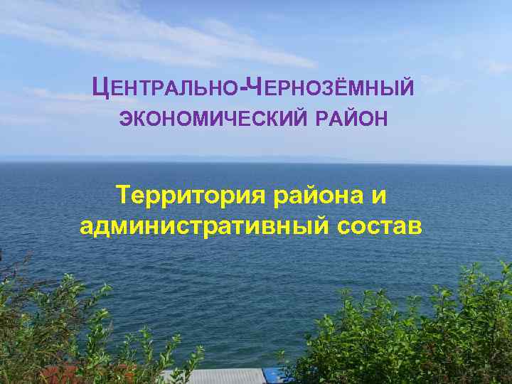 ЦЕНТРАЛЬНО-ЧЕРНОЗЁМНЫЙ ЭКОНОМИЧЕСКИЙ РАЙОН Территория района и административный состав 