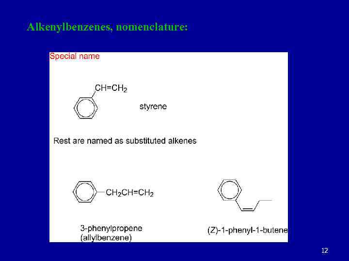 Alkenylbenzenes, nomenclature: 12 
