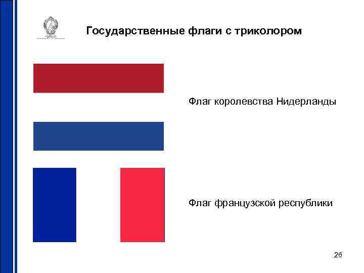 Государственные флаги с триколором Флаг королевства Нидерланды Флаг французской республики 26 