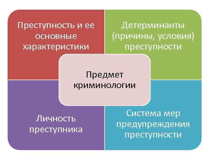 Преступность и ее основные характеристики Детерминанты (причины, условия) преступности Предмет криминологии Личность преступника Система