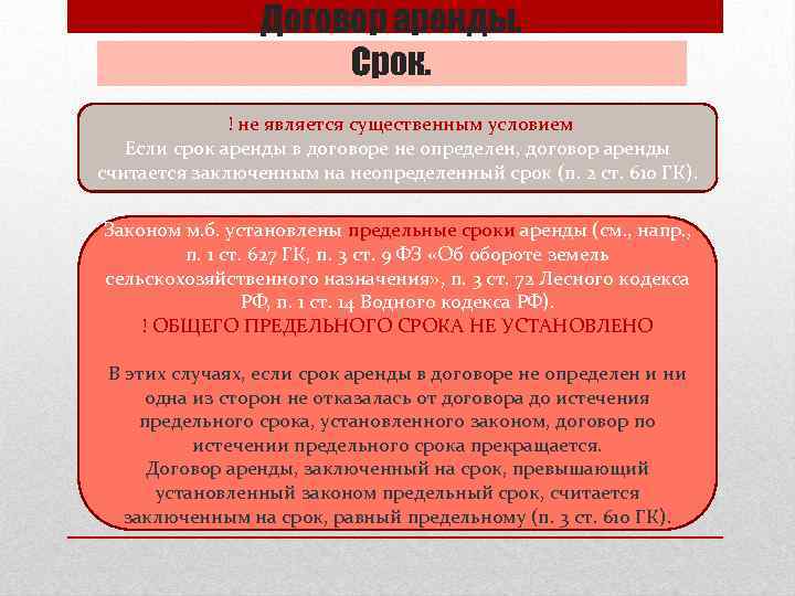 Договор аренды. Срок. ! не является существенным условием Если срок аренды в договоре не