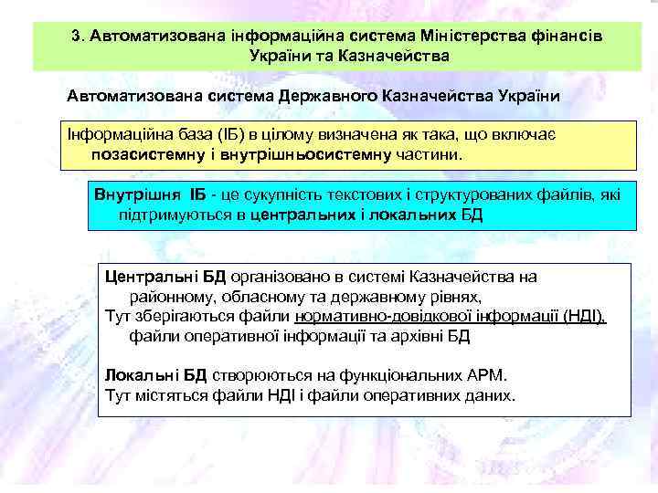 3. Автоматизована інформаційна система Міністерства фінансів України та Казначейства Автоматизована система Державного Казначейства України