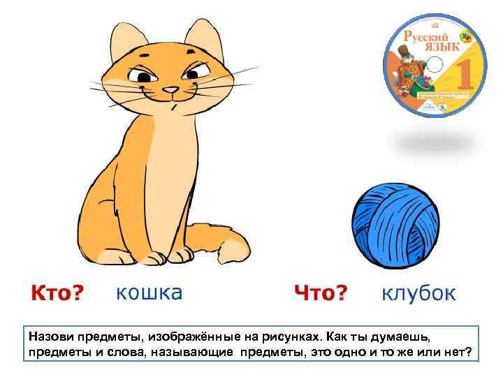 Назови предметы, изображённые на рисунках. Как ты думаешь, предметы и слова, называющие предметы, это