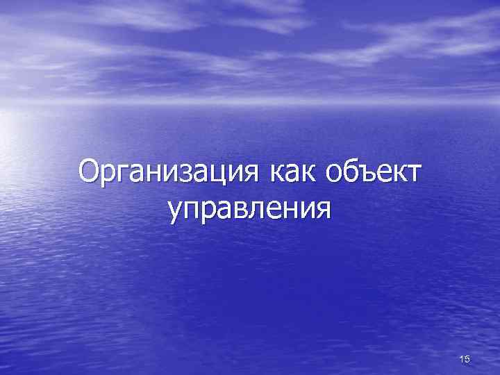 Организация как объект управления 15 